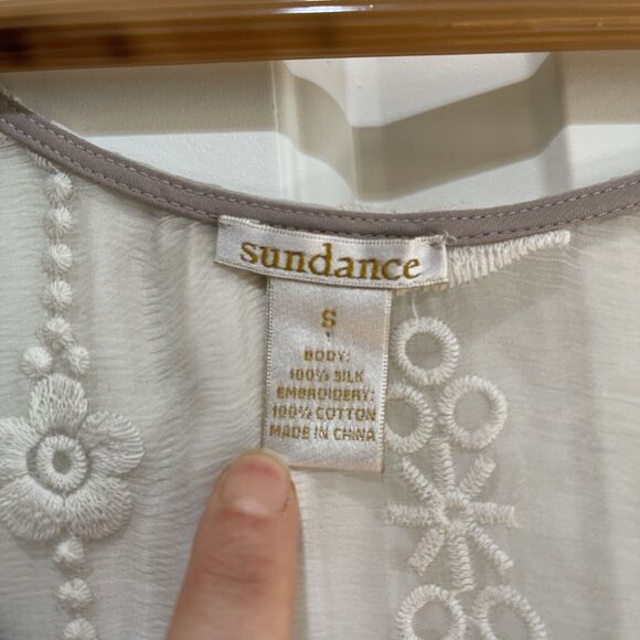 Sundance Silk Overlay Embroidered Dress Womens Size S Romantic Fairy Gray EUC - Picture 14 of 16